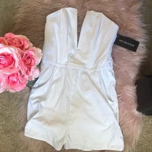 All white NWT white Framed Body Suit